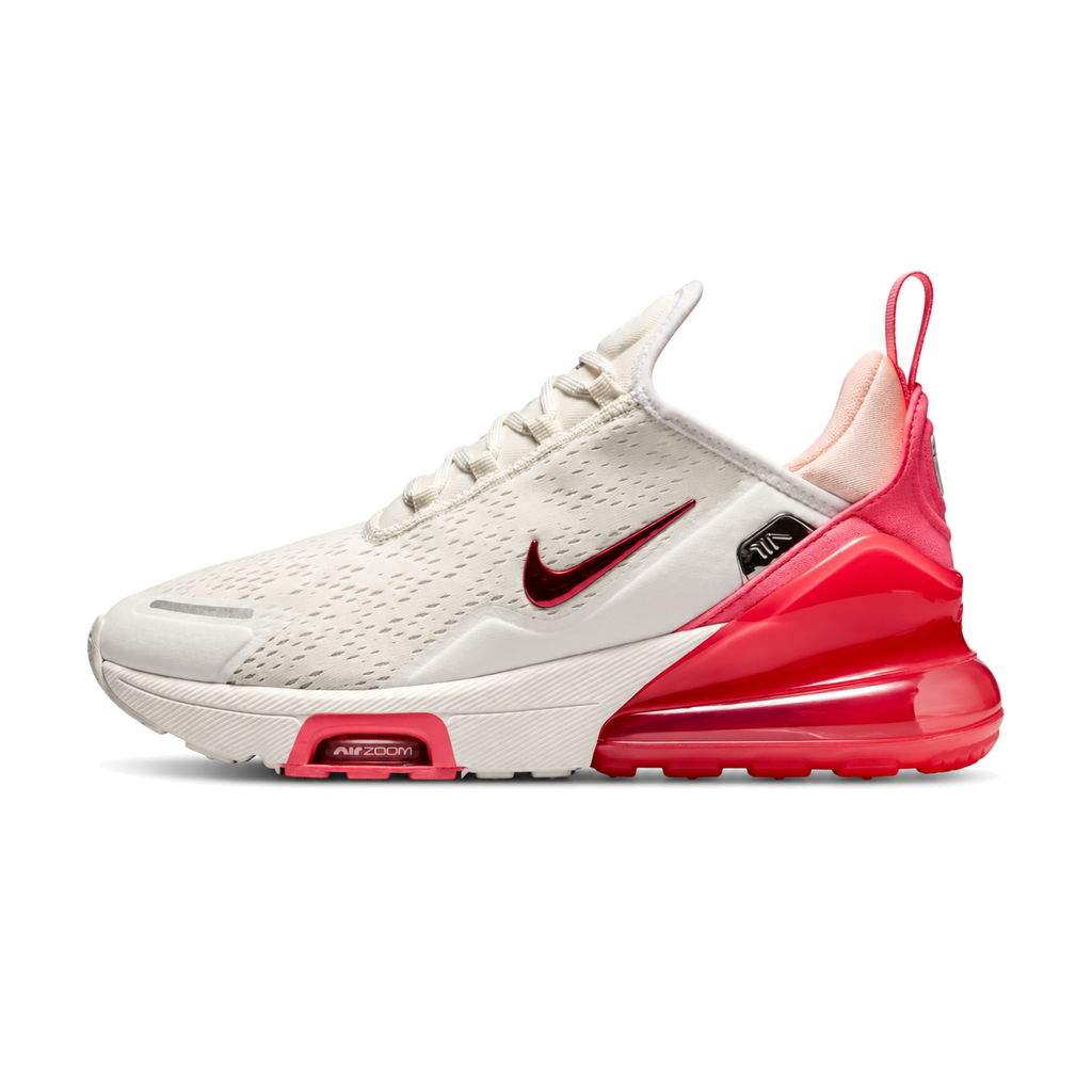 Nike Air Max 270 Premium Red Metallic Silver, patika sa crvenim i metalik srebrnim detaljima, bočni profil