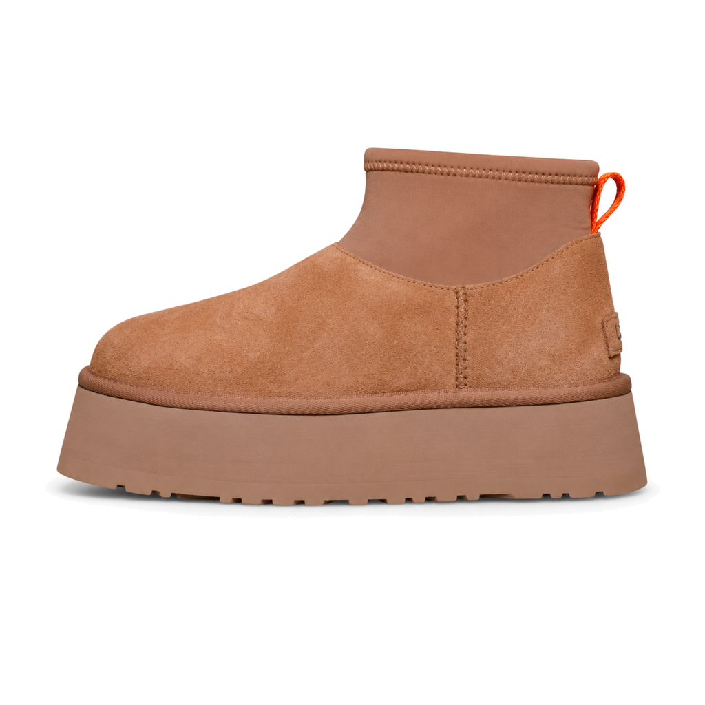 UGG Classic Mini Dipper Chestnut, braon chestnut semiš čizma sa neoprenskim vratom, bočni profil